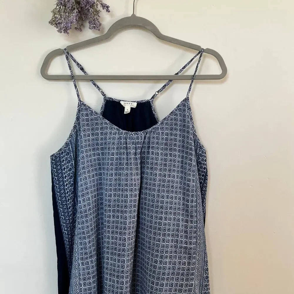 Soft Joie Blue Jorrel B Sleeveless 100% Cotton Floral Print Dress Size: Large
